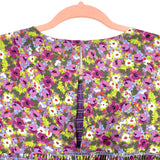 English Factory Purple Floral Pattern Smocked Bodice Flutter Sleeve Dress- Size L