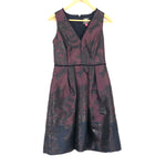 Vince Camuto Maroon A-line Dress with Floral Metallic Pattern NWT- Size 2