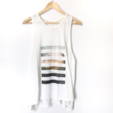 Peace Love World White Tank with Side Slits “Every sunrise starts a new journey”- Size S