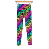 K Deer Neon Animal Print Sneaker Length Leggings- Size S (Inseam 23.5")