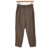 3.1 Phillip Lim Brown 100% Wool Check Plaid with Side Adjustable Belt Pleated Dress Pants- Size 0 (Inseam 25.5", see notes)