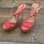 Bella Marie Pink Suede Rhinestone Platform Stilettos- Size 8.5 (LIKE NEW)