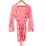 No Brand Neon Pink Print Shift Dress with Belt- Size ~S