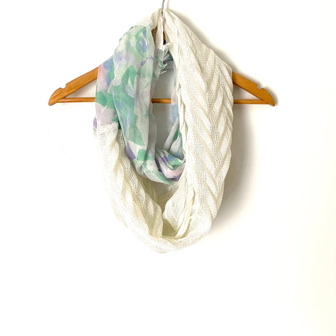 No Brand Floral and White Metallic Infinity Scarf