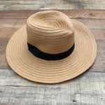 Sole Society Tan Paper Straw Black Belt Hat