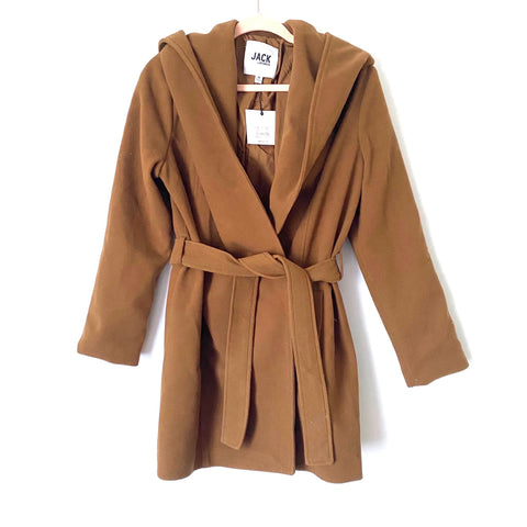 JACK by BB DAKOTA Camel Brown Belted Oversized Shawl Hooded Coat NWT- Size M (sold out online)