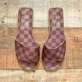 MKS Brown Check Sandals- Size 7