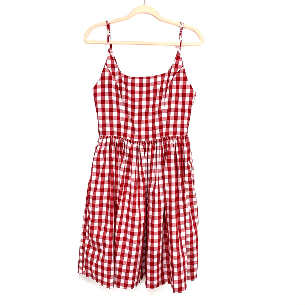 open lace back dress Hearts And Found Red Gingham Dress- Size M – The Saved Collection