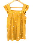 Universal Thread Mustard Embroidered Ruffle Sleeve Tank- Size XS