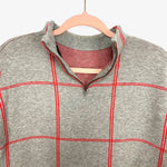 Tahari Grey and Red Grid Mock Neck Sweater with Zipper Back- Size M