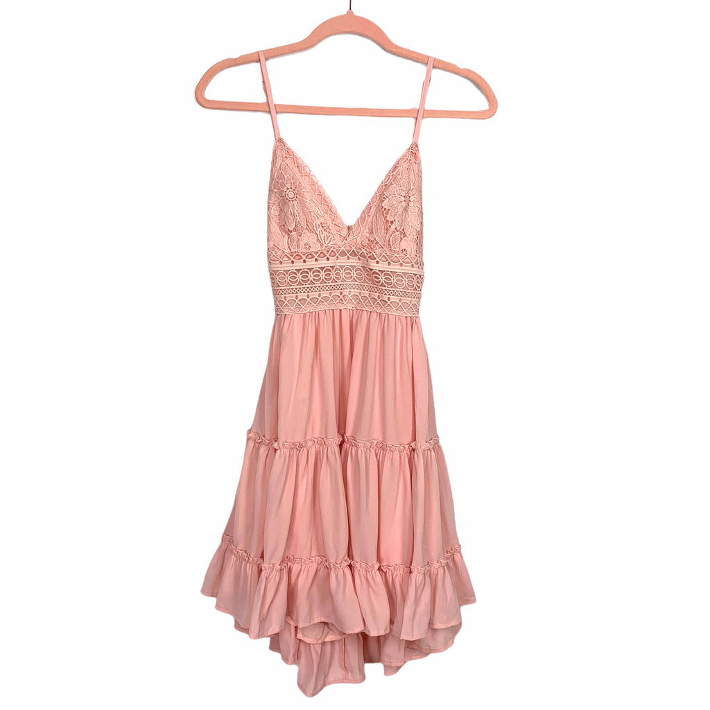 Pink Lily Pink Crochet Lace Open Tie Back Dress NWT- Size S – The Saved  Collection
