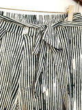 Grey State Striped Cotton-Linen Pants with High Side Slits- Size ~S