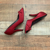 Pre-Owned Stuart Weitzman Red Peep Toe Stilettos- Size 6.5 (see notes)
