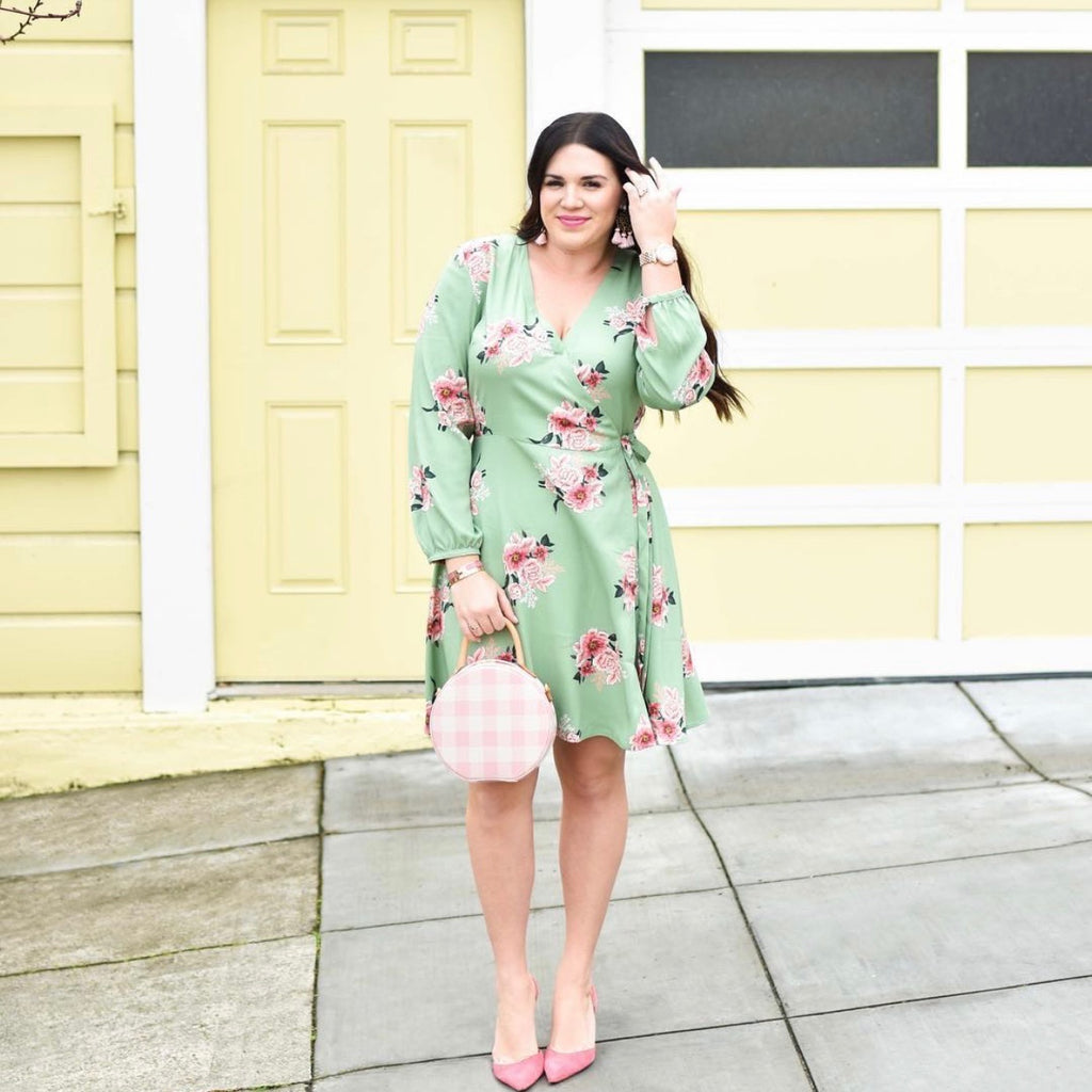 Loft Green Floral Wrap Dress- Size 12 The Saved Collection Loft Green Floral Wrap Dress- Size 12 The Saved Collection