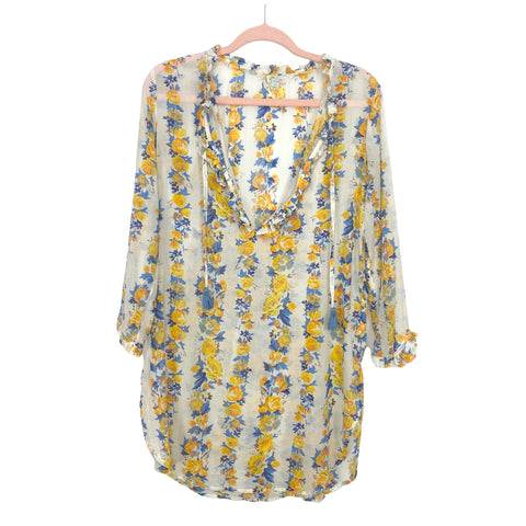 J Crew Yellow Floral Cover Up Tunic- Size XS (sold out online)