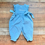 Shower Me With Love Light Blue Corduroy Harper with Side Bows Jumpsuit- Size 18M