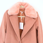 WAYF Pink Faux Fur Button Closure Coat NWT- Size XS