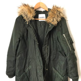 BB Dakota Green Faux Fur Hooded Jacket- Size XS