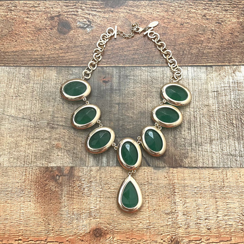 Eva Gold and Emerald Green Pendant Necklace