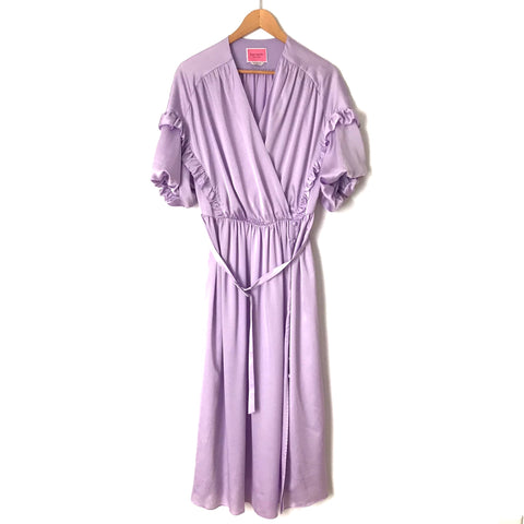 Kate Spade Purple Belted Satin Midi Dress with Front Slit- Size 12