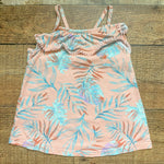 Osh Kosh Peach with Blue Palms and Ruffle Chest Spaghetti Strap Tank Top- Size 5