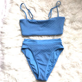 L*Space Blue Ribbed Bitsy Cut Bottoms- Size S (BOTTOMS ONLY)
