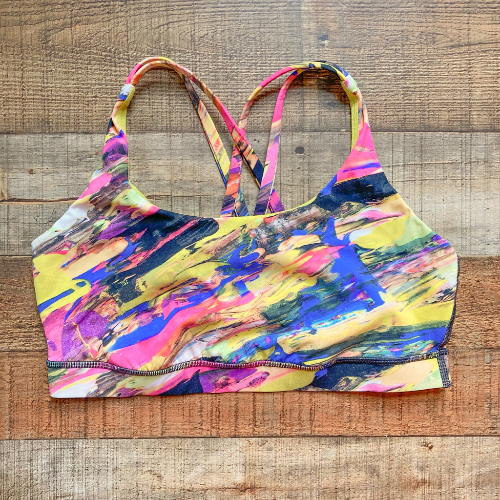 Lululemon Multi-Color Cris-Crossed Strappy Back Sports Bra- Size 12 – The  Saved Collection