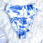 Show Me Your Mumu Blue Boat/Palm Print Bikini Bottom- Size S (BOTTOMS ONLY)