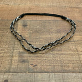 No Brand Metallic Silver/Black Braided Headband