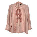 Halogen x Atlantic - Pacific Light Pink Bow Pleated Blouse- Size L (See Notes- blouse went viral and sold out in 5min)