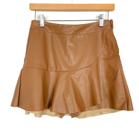 Judith March Brown Faux Leather Skort- Size M