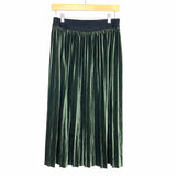 Omoone Green Velvet Pleated Midi Skirt NWT- Size L
