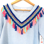 JJ's Fairyland Striped Ruffle Tassel Dress/Cover Up NWT- Size S