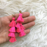 Hot Pink Tassel Earrings