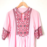 No Brand Pink Embroidered Blouse- Size S