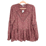 American Eagle Mauve Floral Print Blouse NWT- Size L
