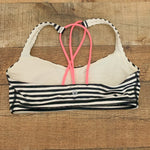 Lululemon Ivory/Black Striped Hot Pink Criss Cross Back Sports Bra- Size 8