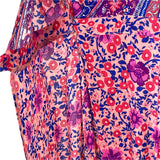 No Brand Bohemian Floral Print Ruffle Swing Wrap Mini Dress- Size S