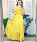 Pinch Mustard Ruffle Off the Shoulder Dress NWT- Size S