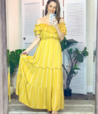 Pinch Mustard Ruffle Off the Shoulder Dress NWT- Size S