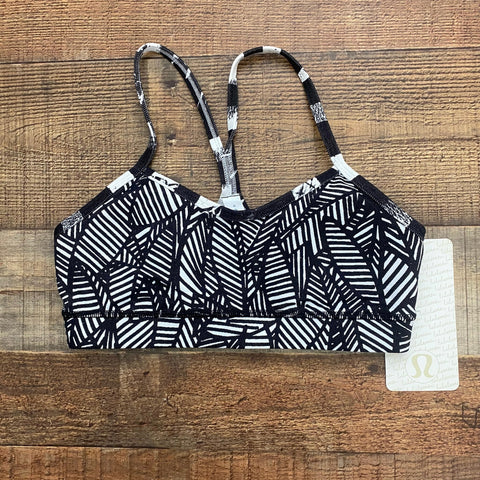 Lululemon Black/White Printed Padded Flow Y Bra IV Sports Bra NWT- Size 4