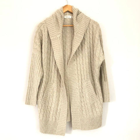 RD Style Tan Cable Knit Hooded Cardigan NWT- Size XS