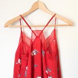 Lovestitch Red Floral Lace Trim Cami- Size S