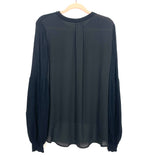 Sugar + L!ps Black Sheer Back Bubble Sleeve Top- Size M/L