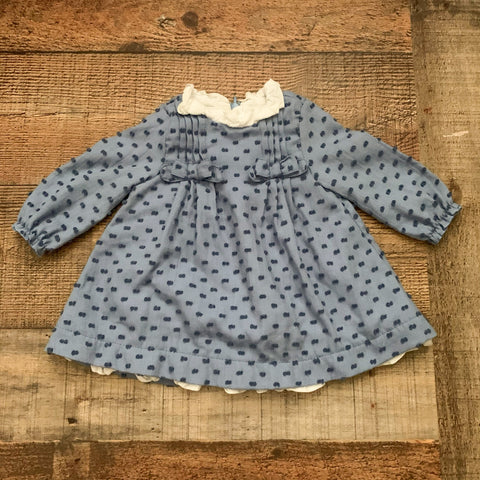 Mayoral Chambray Swiss Dot Detail Dress- Size 2-4M