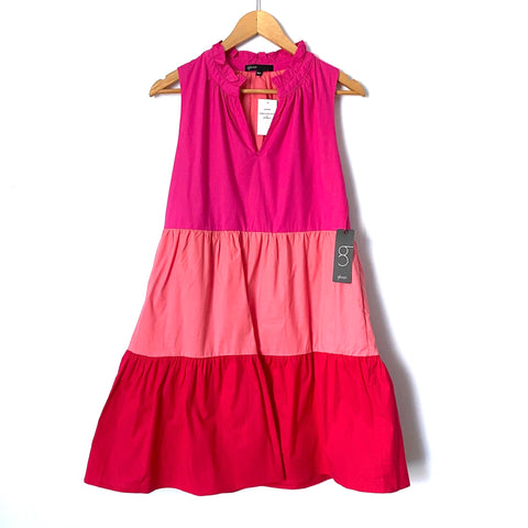 Gibson x Hi Sugarplum! Pinks & Red Colorblock Tiered Dress NWT- Size XXS