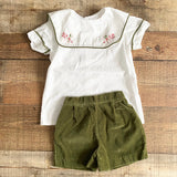 Lullaby Set Candy Cane Green Corduroy Short Set- Size 2T
