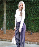 Ann Taylor Black/White/Gray Striped Wide Leg Dress Pants- Size 2