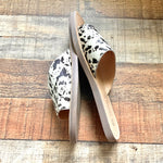 Chinese Laundry Real Fur Printed Cow Hair Slip On Sandals NWOT- Size 7