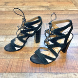 Sam Edelman Black Suede Leather Lace Up Sandals- Size 9.5